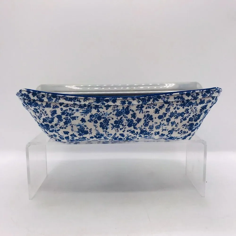 Reversible Microwave Cozie For Takeout Containers Cottage Core Blue Floral